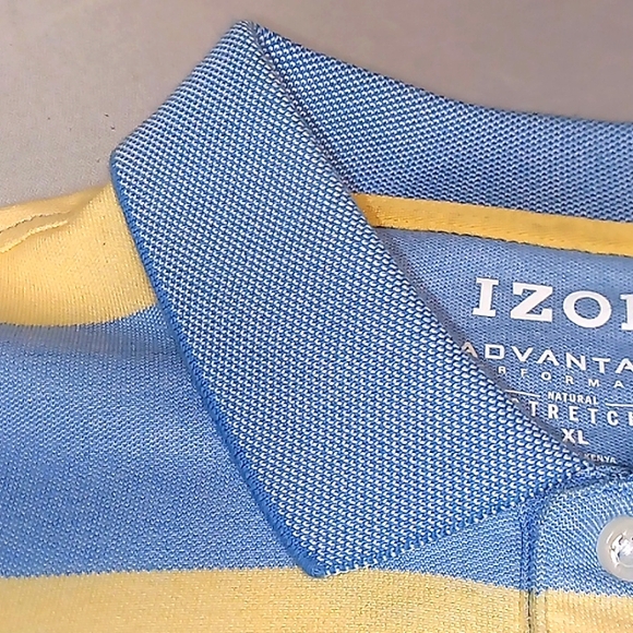 Izod Advantage Performance..Striped Polo..Sz XL.. Light Blue&Yellow - Picture 6 of 6